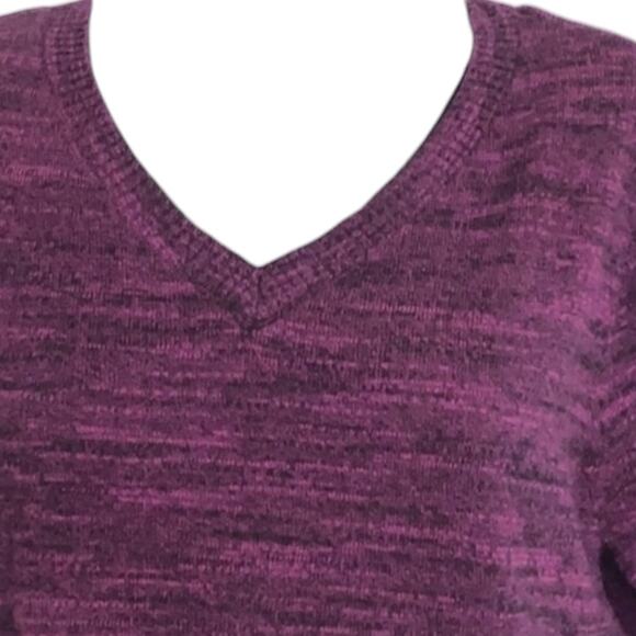 Logo Lori Goldstein Shark Bite Purple Marled Sweater Size Medium - Picture 3 of 12